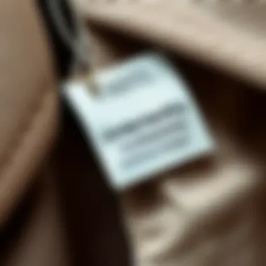 An authentic designer tag attached to high-end clothing