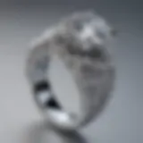 A close-up of Ariana Grande's engagement ring showcasing its intricate design