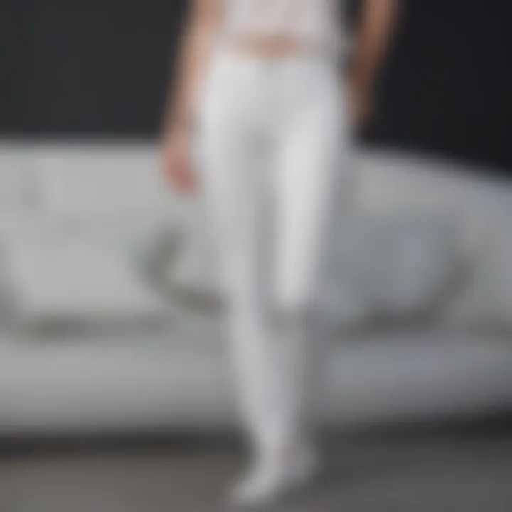 A sustainable fashion display featuring eco-friendly white relaxed jeans