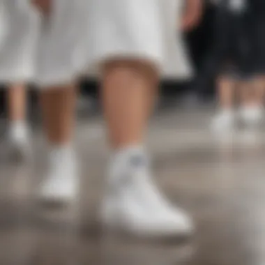 White Sneakers on the Fashion Runway An iconic fashion runway featuring models in white sneakers