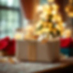 Elegant gift wrapping showcasing a personalized wedding present