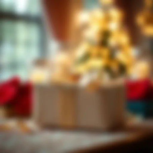 Elegant gift wrapping showcasing a personalized wedding present