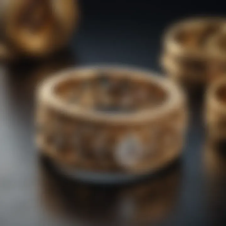 Beautifully designed gold rings showcasing intricate details