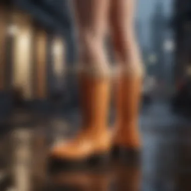 Fashionable outfit complemented by UGG see-through rain boots