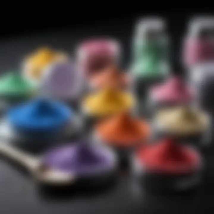 Various types of acrylic powders displayed elegantly