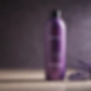 Bottle of sulfate-free purple shampoo with vibrant lavender hue