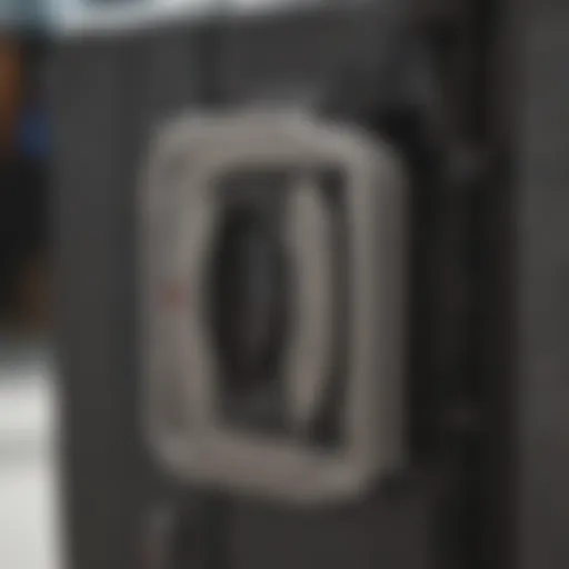 Close-up view of the Calpak suitcase lock mechanism