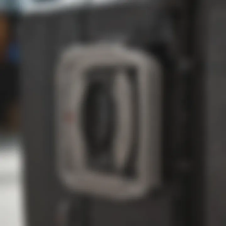 Close-up view of the Calpak suitcase lock mechanism
