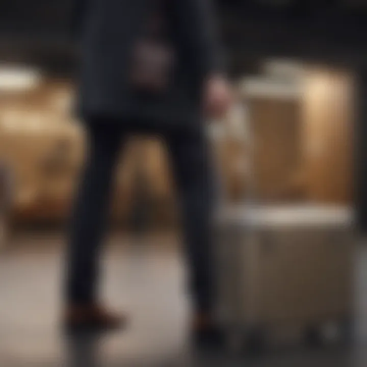 Traveler securely locking their suitcase with Calpak lock