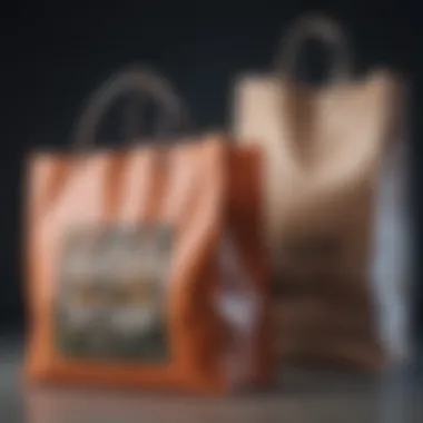 Plastic vs. Reusable Bags A visual comparison between conventional plastic bags and reusable earth-friendly bags