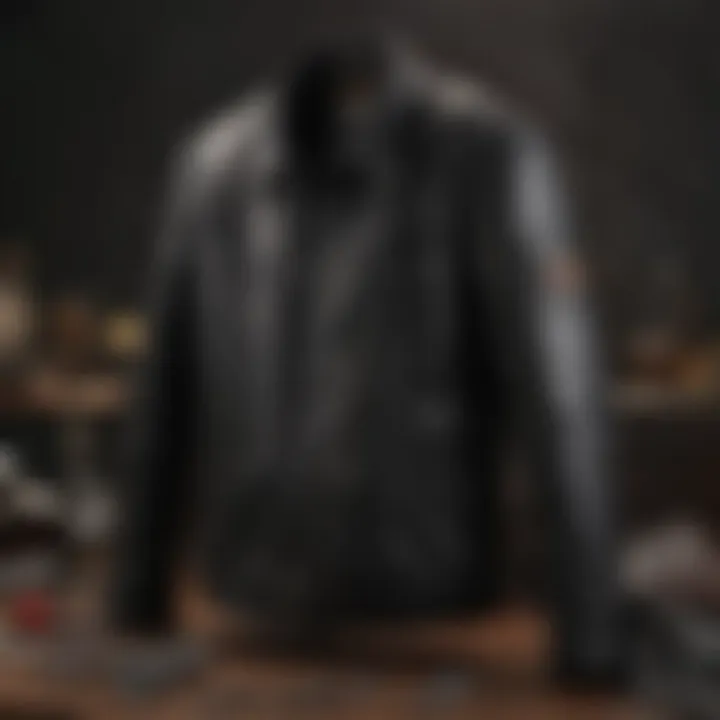 Visual representation of leather jacket maintenance tools and products