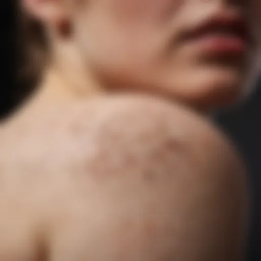 Close-up view of razor bumps on skin