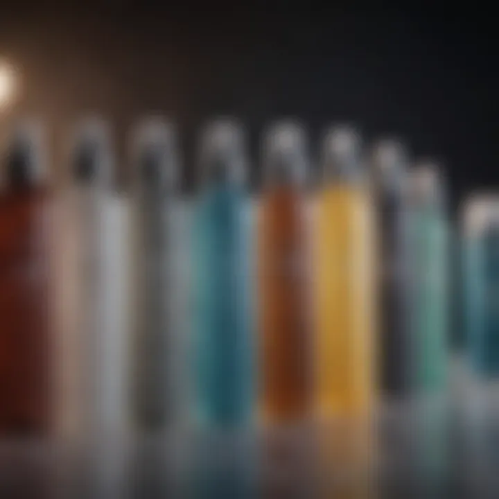 Different varieties of seasalt sprays lined up for comparison