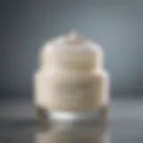 Close-up of a glass jar filled with a creamy overnight moisturizer