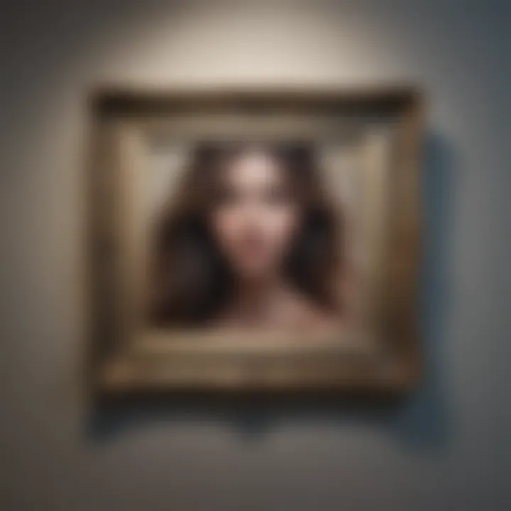 Close-up of the Frame TV displaying a piece of art