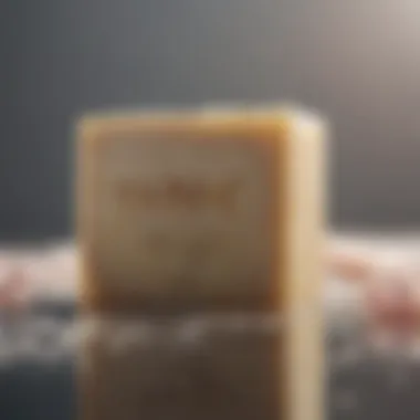 Close-up of acne-fighting soap bar with natural ingredients