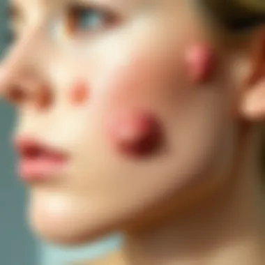 Illustration of Different Acne Types Illustration depicting various types of acne lesions on skin