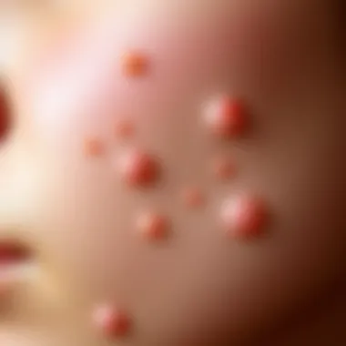 Acne Vulgaris Overview Close-up of acne vulgaris on skin