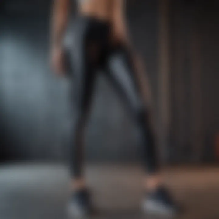 A variety of high rise leggings in different colors and styles