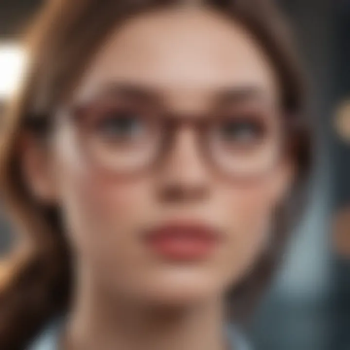 Close-up view of the unique design features of Warby Parker Elise