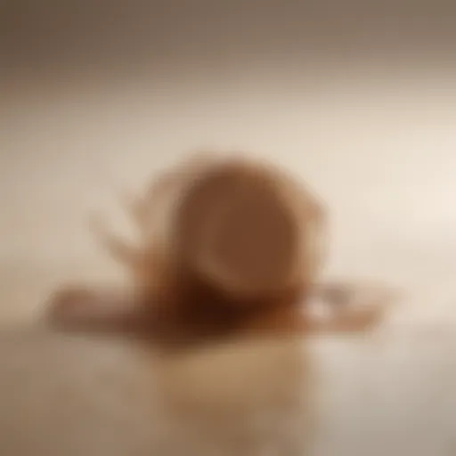 A close-up view of a waterproof foundation swatch on a glossy surface highlighting its texture.