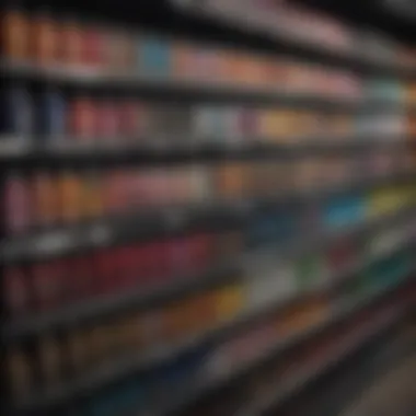 A display of various non-permanent hair dye brands on a shelf