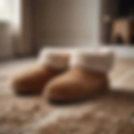 Luxurious UGG slippers displayed on a cozy rug